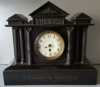 Antique Vintage Black Slate Mantel Clock