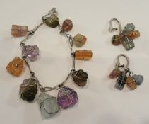 Vintage Retro Costume Jewellery Quartz Crystal Bracelet & Earrings NO RESERVE
