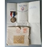 Vintage Royal Mail Teddy Tail League George V Silver Jubilee Medal & Paperwork 1935
