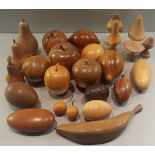 Vintage Retro Parcel of 20 Plus Wooden Hand Turned Fruit & Mushrooms NO RESERVE