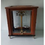 Antique Glass Cased Apothecary Scales Vicsons & Co. Harrow England Plus Weights