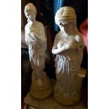 Vintage 2 x Female Stone Garden Figures