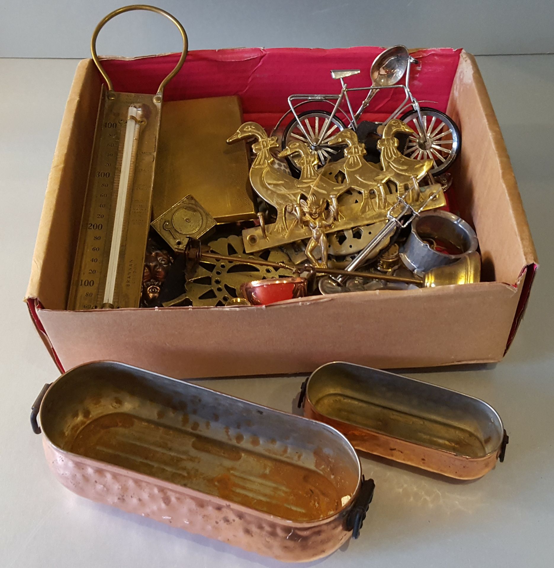 Vintage Retro Box of Copper Brass & Plated Items Includes SIGG Troughs NO RESERVE