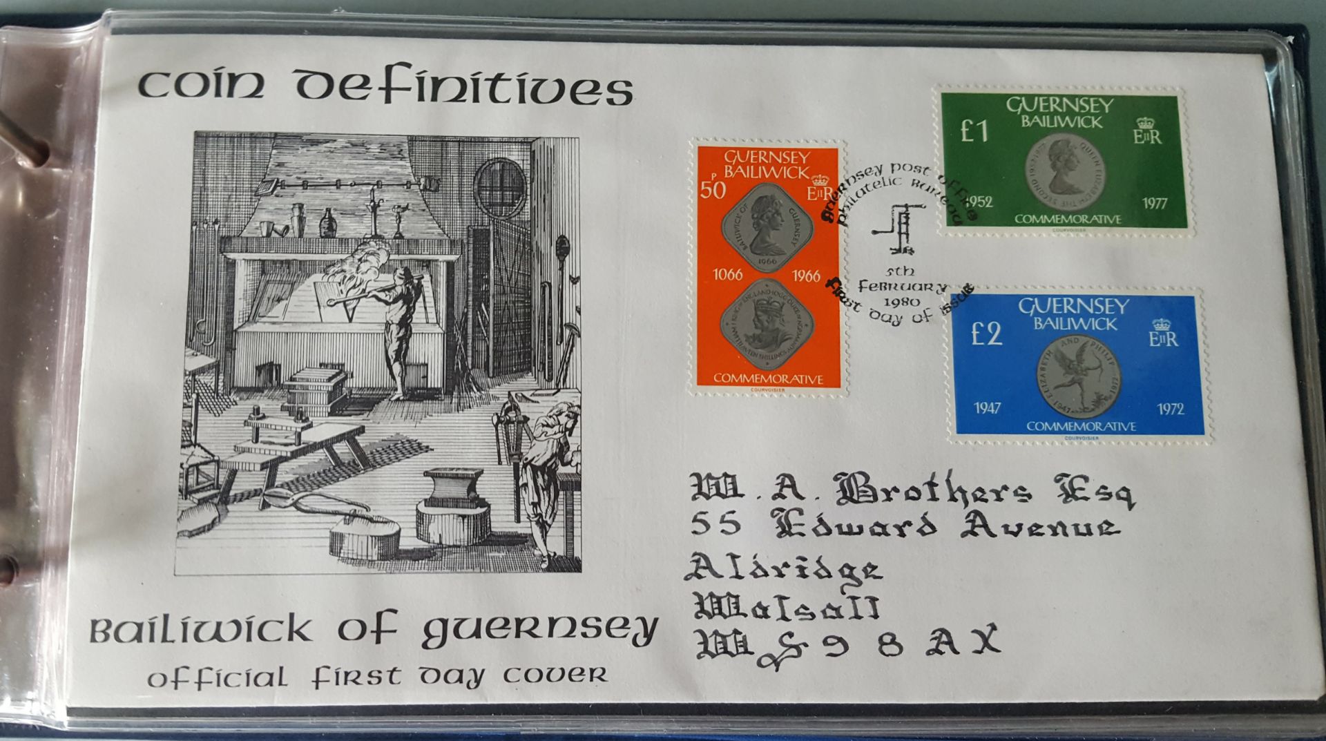 Vintage Retro Collection of First Day Covers Bailiwick of Guernsey 10 FDC's In Folder c1970's - Bild 2 aus 5