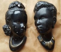 Vintage Retro Kitsch Wall Plaques Asian Busts NO RESERVE