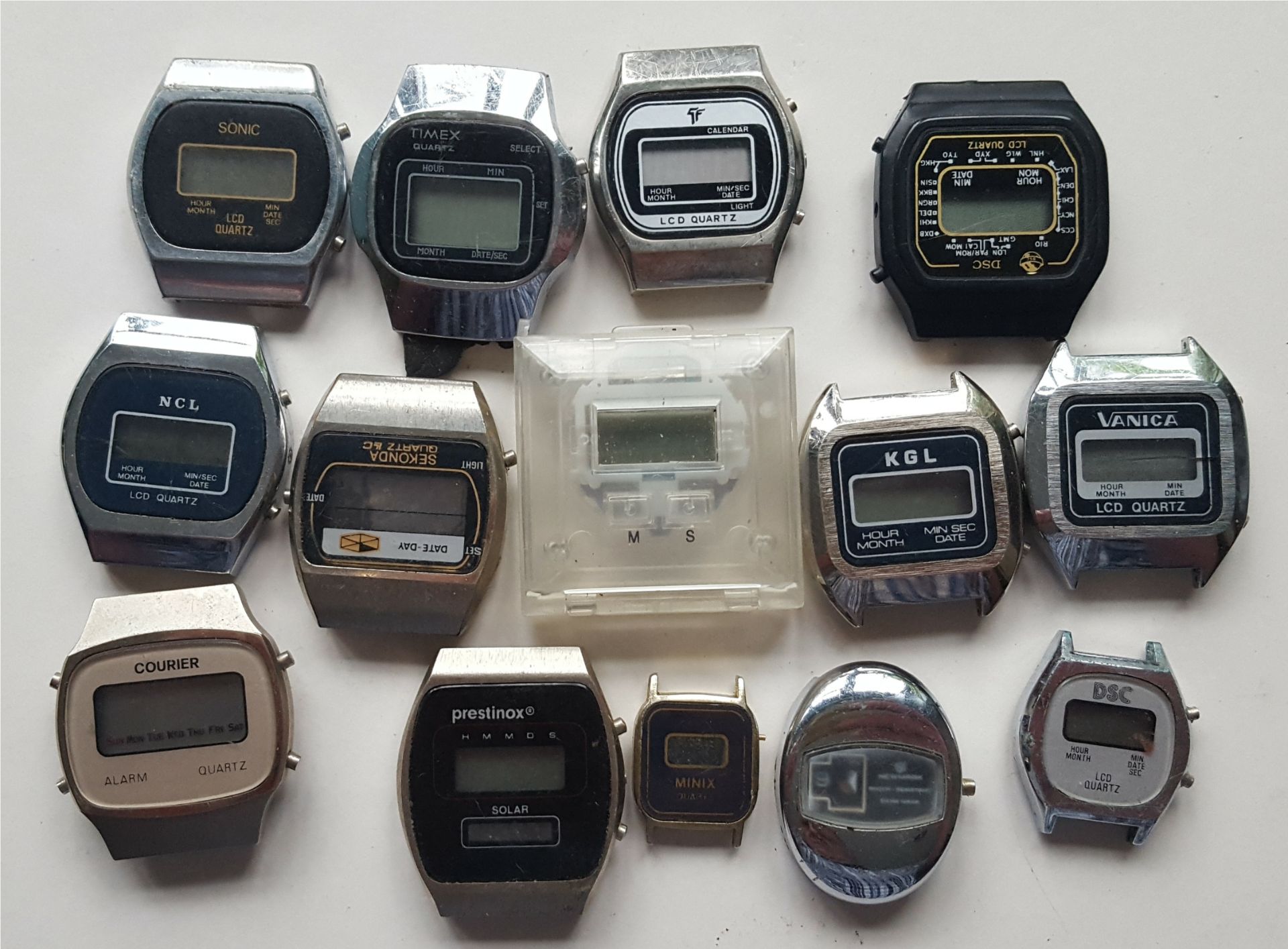 Vintage Retro Parcel of 14 Collectable LCD Watch Stainless Steel Watches (no straps) NO RESERVE