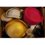 Vintage Retro Box of Assorted Hats & Linen 7 Hats in Total