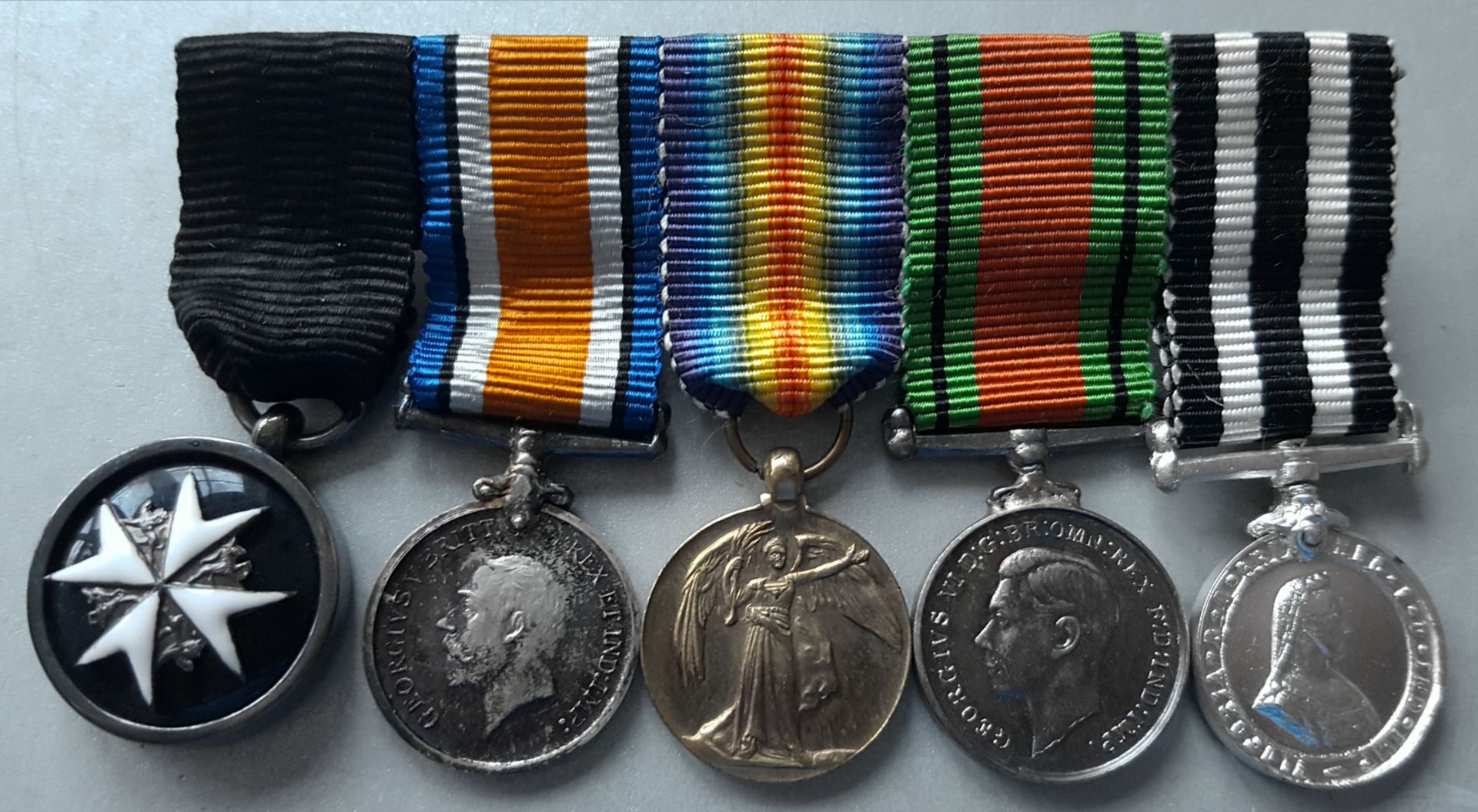 Antique WWI Military Medals WWII Military Medal St Johns Medals Plus Their Miniatures - Image 2 of 4