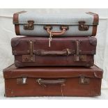 Vintage Retro 3 x Antique Suitcases