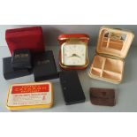 Vintage Retro Parcel of Jewellery Boxes, Tin & Time Mater Travel Alarm Clock