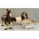 Vintage Retro Kitsch 3 x Animal Figures Dog Horse & Fish NO RESERVE