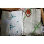 Vintage Retro Box of Assorted Linen Includes Irish Linen