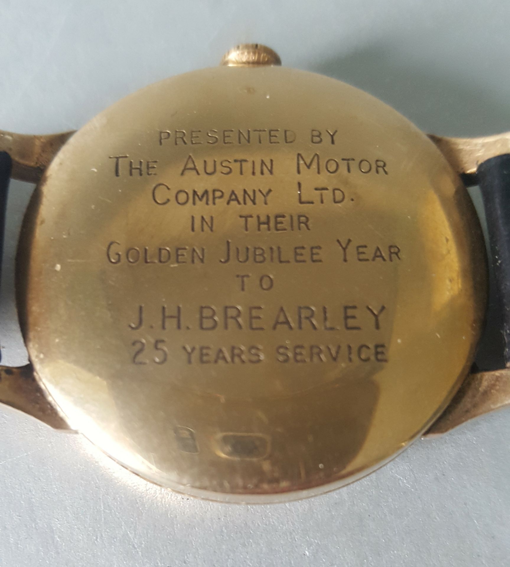 Vintage Retro Gents Smiths De Luxe Austin Motors Retirement Wrist Watch 9ct Gold - Image 3 of 3