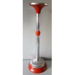 Vintage Retro Kitsch Red & Silver Coloured Metal Ashtray on Stand 1970's