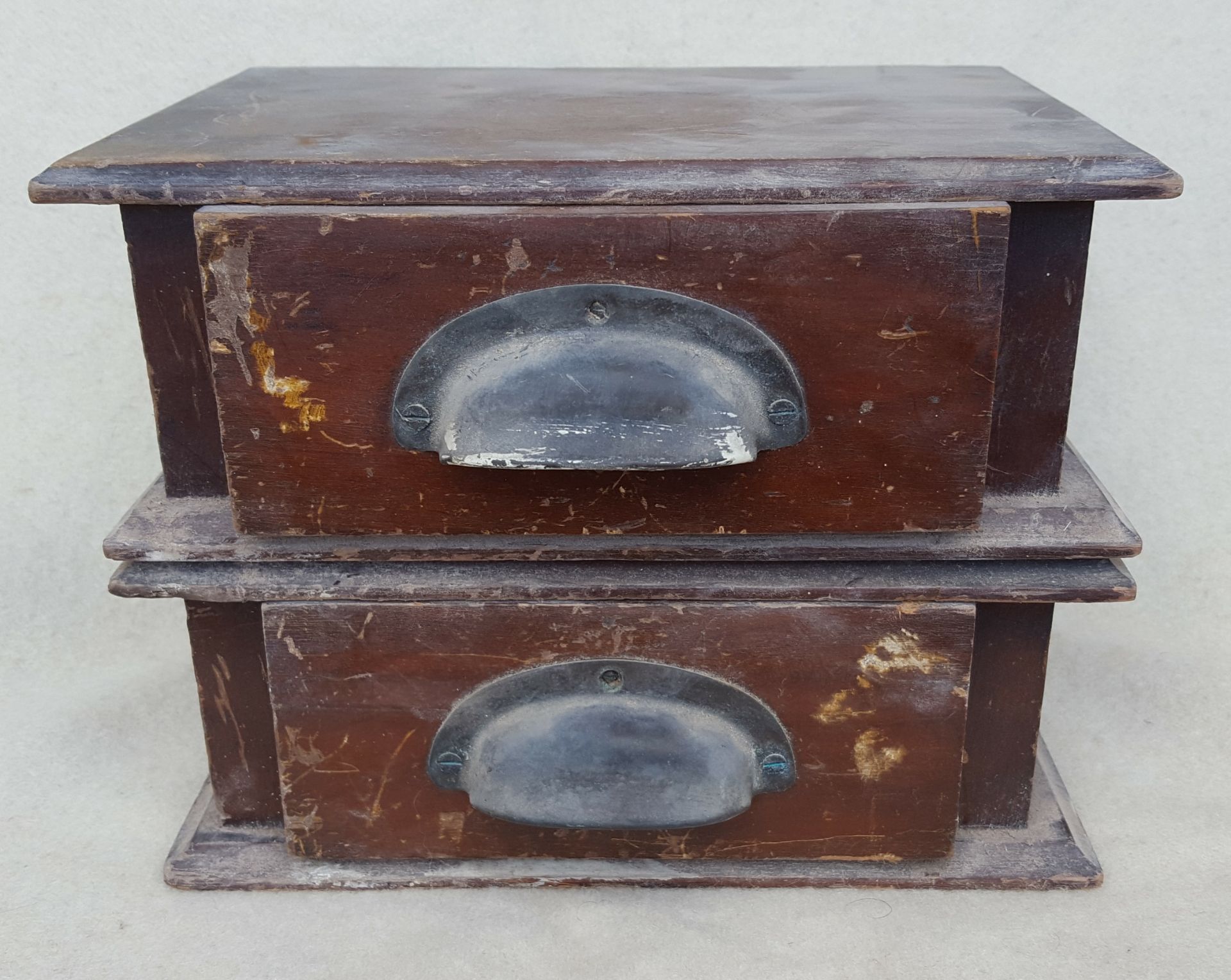 Antique Vintage Wood Box with Two Drawers NO RESERVE