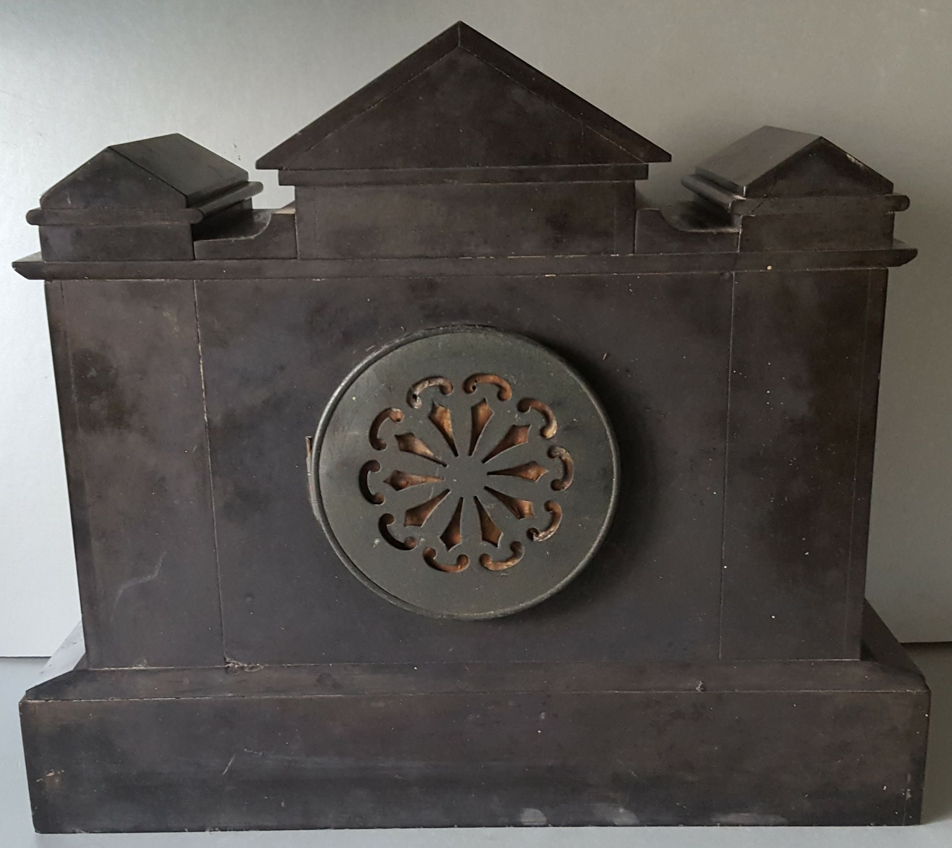 Antique Vintage Black Slate Mantel Clock - Bild 2 aus 2