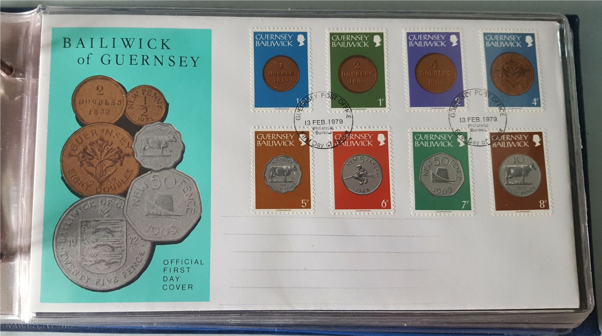 Vintage Retro Collection of First Day Covers Bailiwick of Guernsey 10 FDC's In Folder c1970's - Bild 3 aus 5