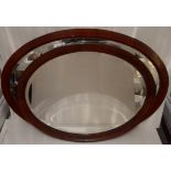 Antique Vintage 2 x Edwardian Oval Wall Mirror Mahogany Frames Bevelled Mirrors NO RESERVE