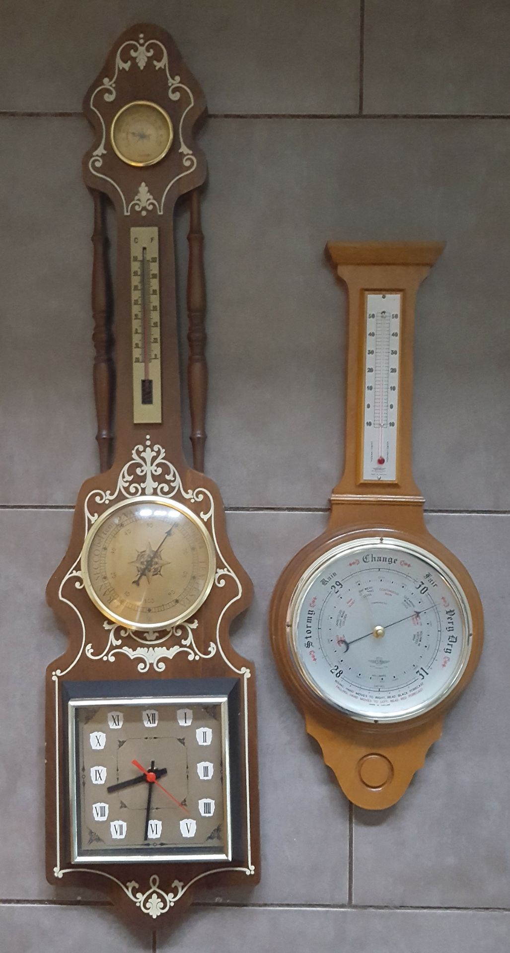 Vintage Retro 2 x Barometers Includes Shortlands Smith Compensated Barometer & 3 x Joel Kirk Naut