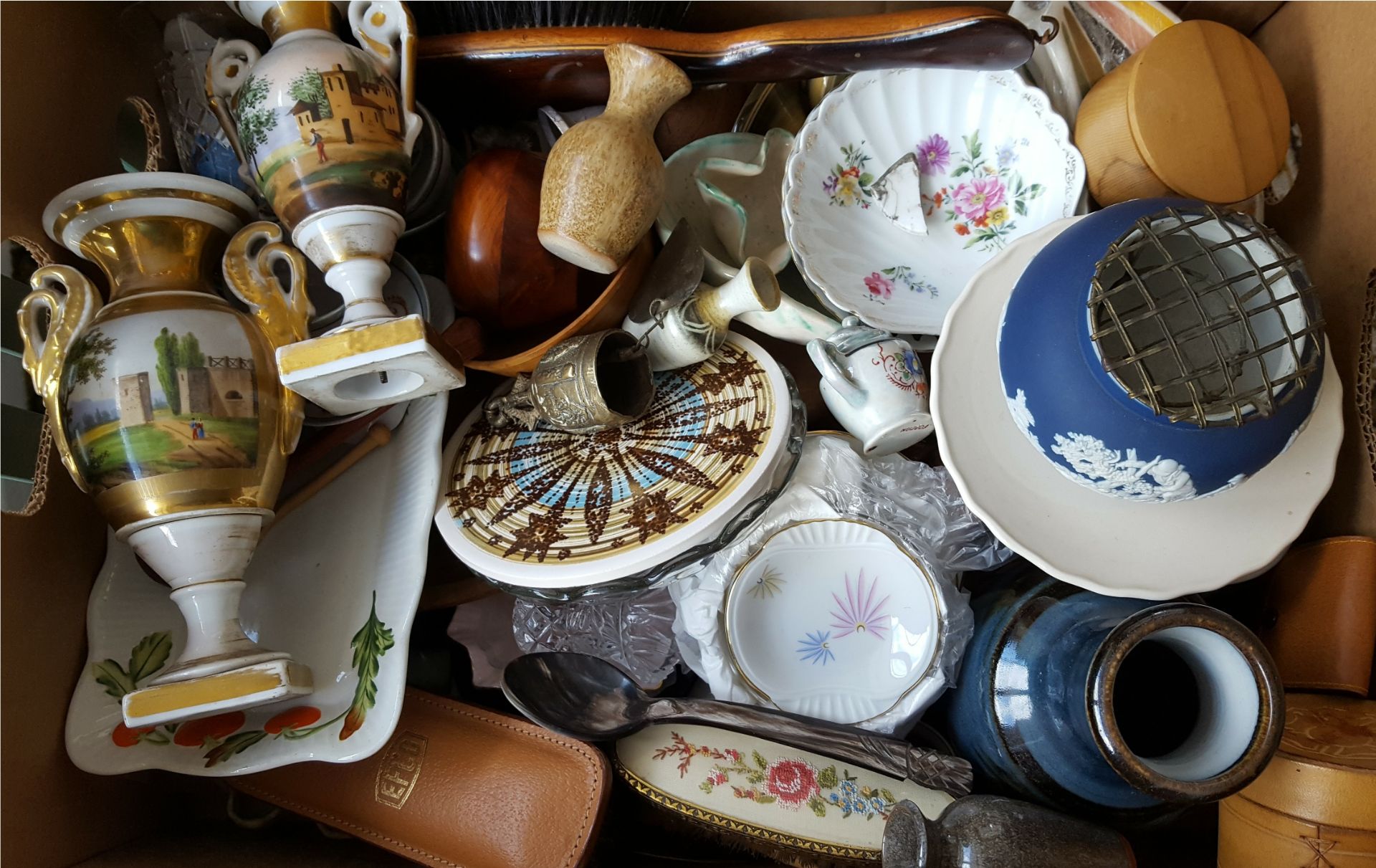 Vintage Retro Box of Ceramics Treen & Glass Includes Studio Pottery NO RESERVE - Image 2 of 2