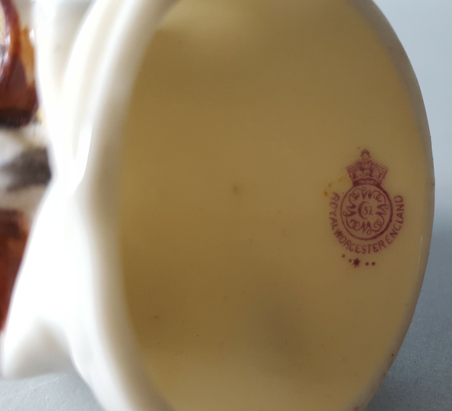 Vintage Royal Worcester Owl Candle Snuffer Puce Backstamp - Image 3 of 3