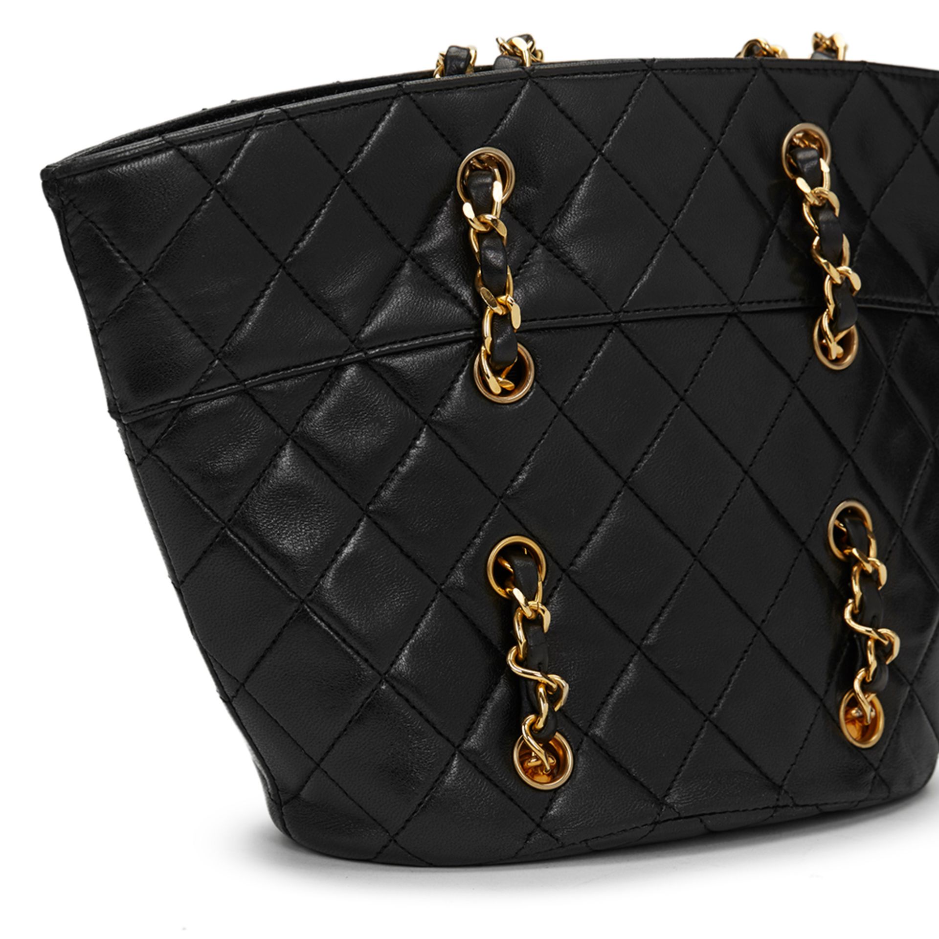 Black Quilted Lambskin Vintage Timeless Bucket Bag - Image 9 of 17