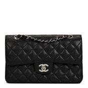 Chanel Black Quilted Caviar Leather Small Classic Double Flap