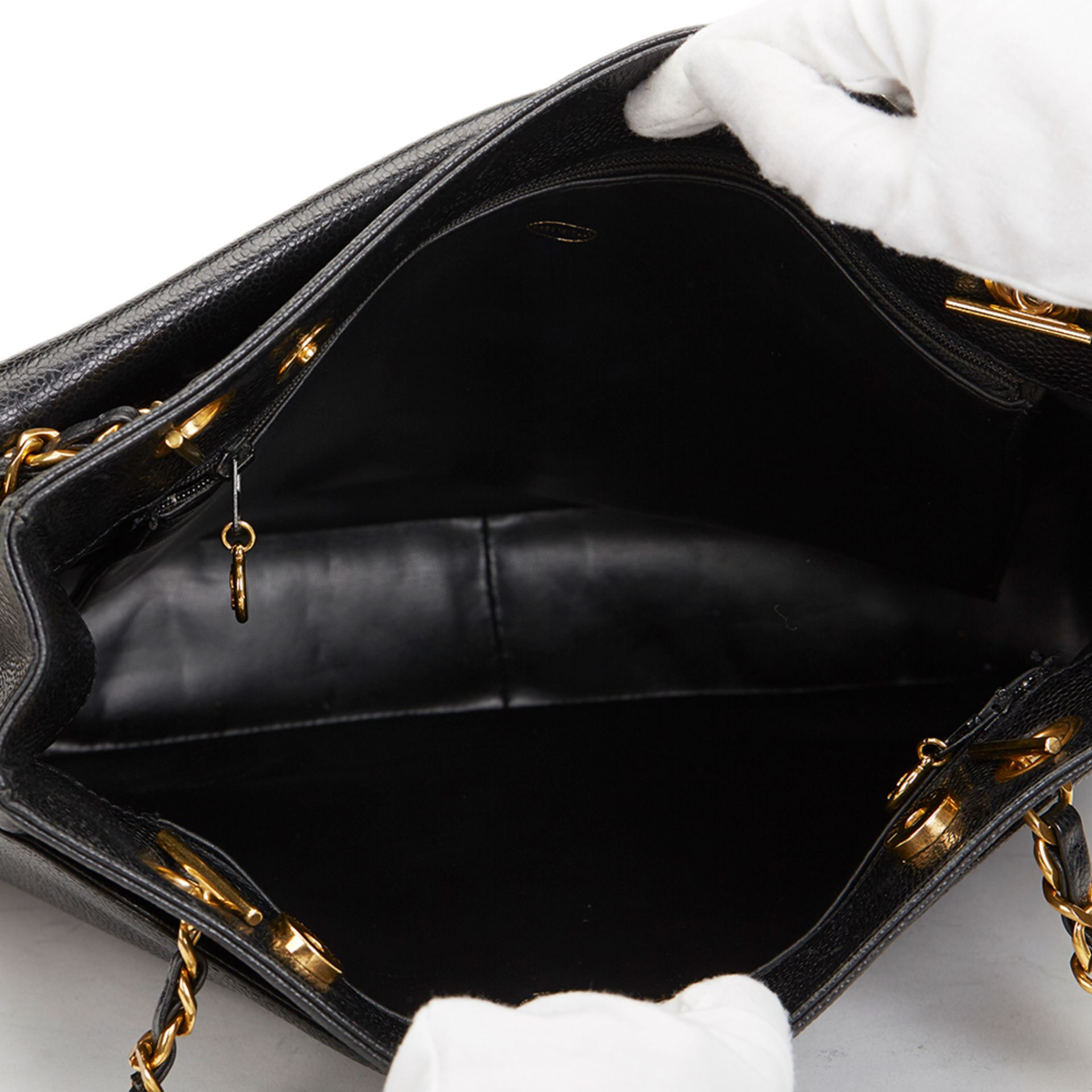 Black Caviar Leather Vintage Classic Shoulder Bag - Image 8 of 11