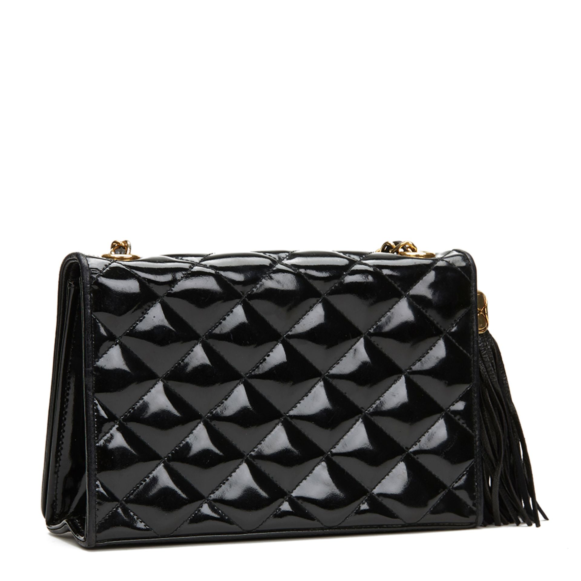 Black Quilted Patent Leather Vintage Timeless Single Flap Bag - Image 6 of 10