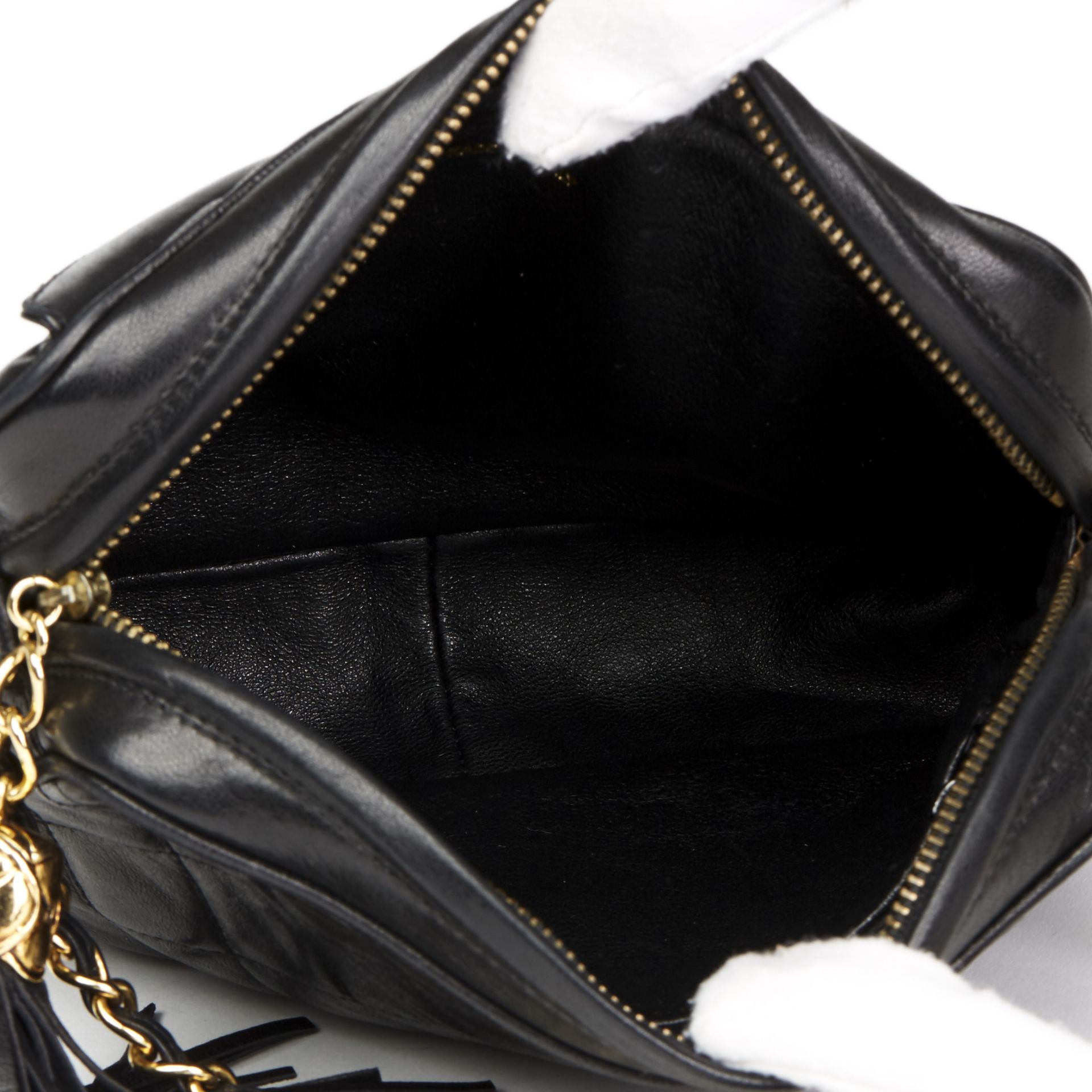 Black Quilted Lambskin Vintage Timeless Fringe Camera Bag - Image 13 of 13