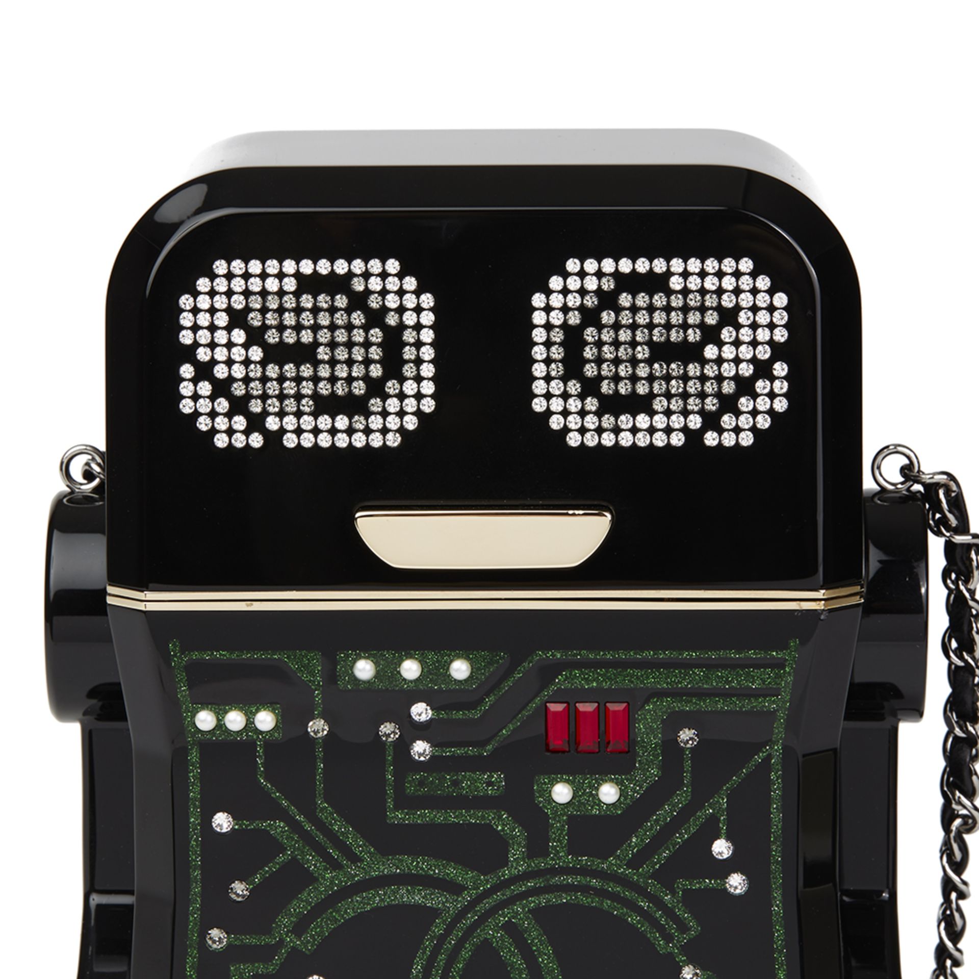 Chanel Black Glittered Plexiglass Robot Minaudiere - Image 4 of 11