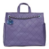 Purple Quilted Calfskin Leather Timeless Shoulder Tote