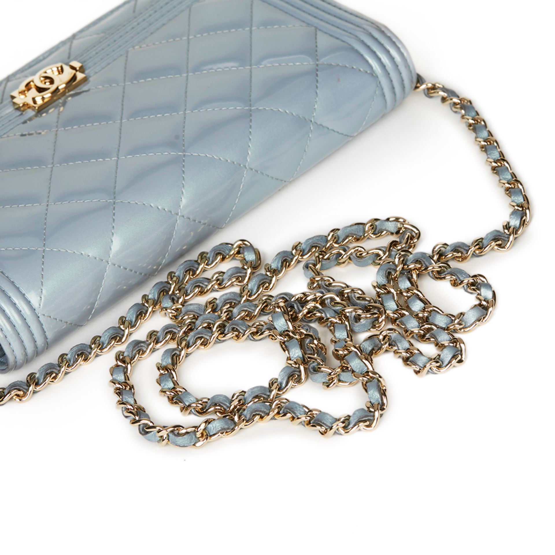 Blue Quilted Iridescent Calfskin Boy Wallet-on-Chain WOC - Image 4 of 9