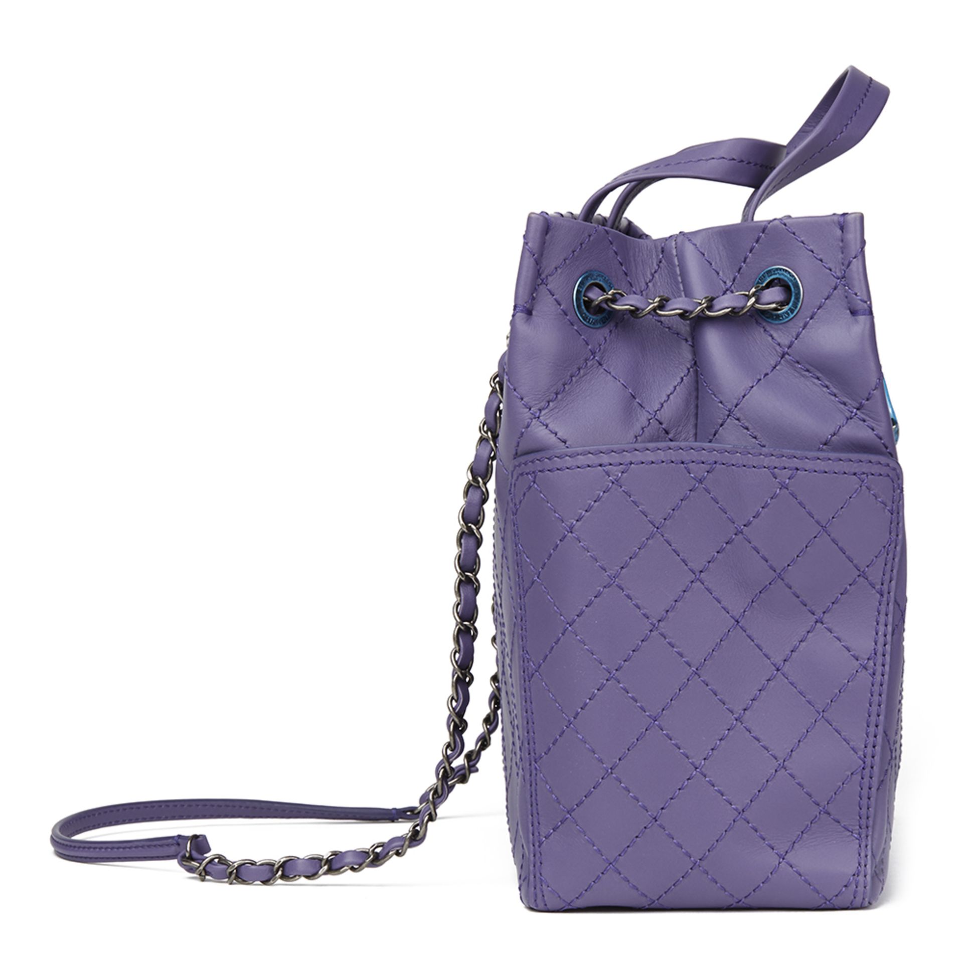 Purple Quilted Calfskin Leather Timeless Shoulder Tote - Image 3 of 13