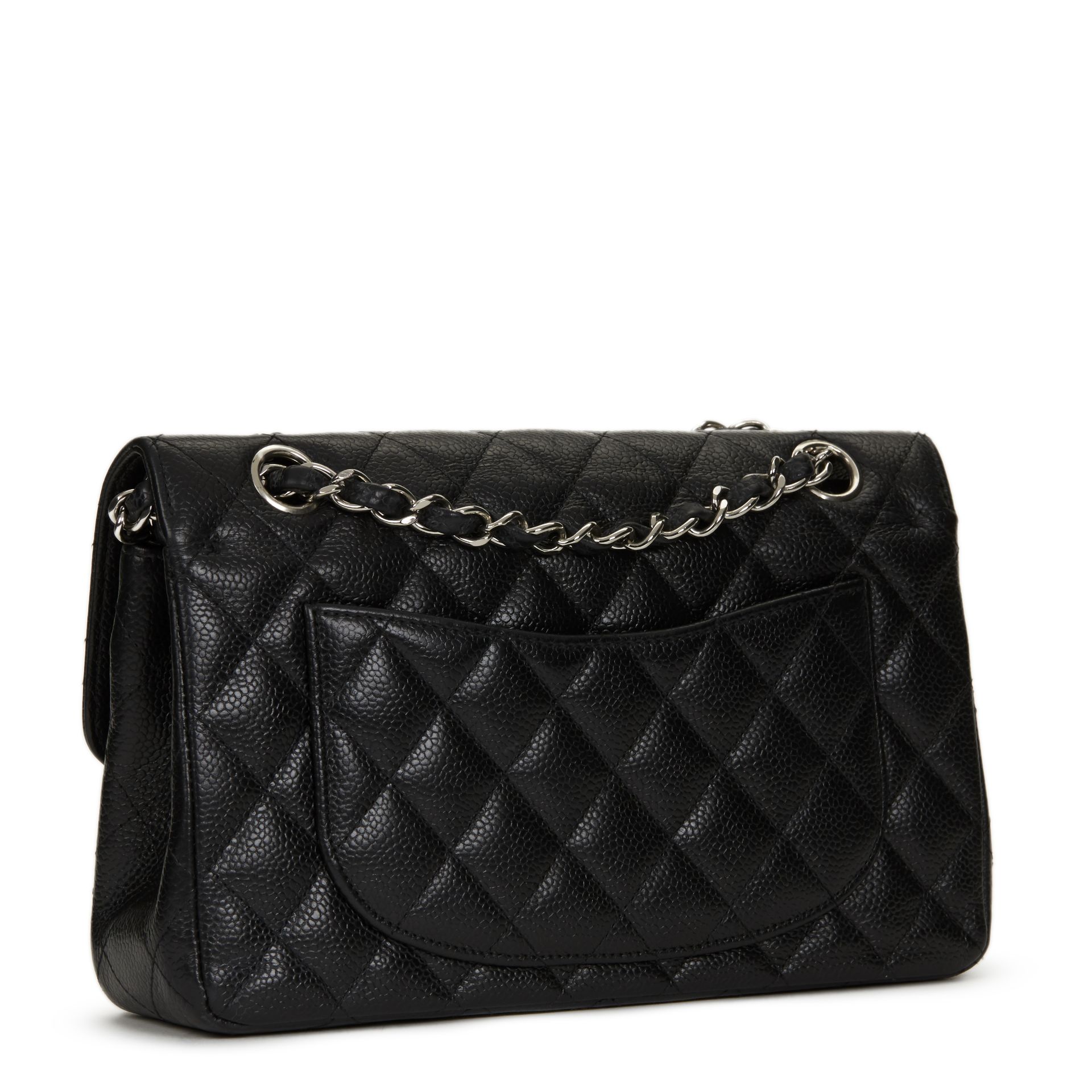 Chanel Black Quilted Caviar Leather Small Classic Double Flap - Image 11 of 17