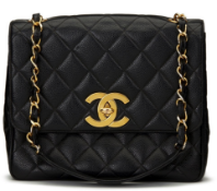 Black Quilted Caviar Leather Vintage XL Classic Single Flap Bag