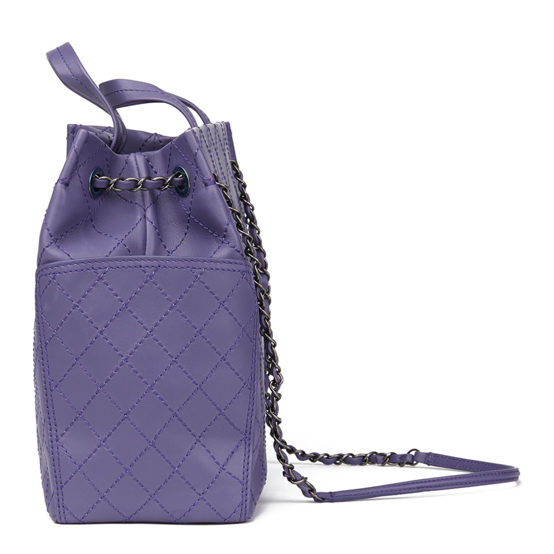 Purple Quilted Calfskin Leather Timeless Shoulder Tote - Image 9 of 13