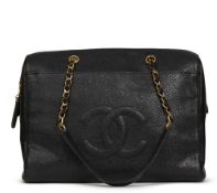 Black Caviar Leather Vintage Timeless Shoulder Bag