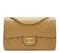 Light Brown Quilted Lambskin Vintage Small Classic Double Flap Bag