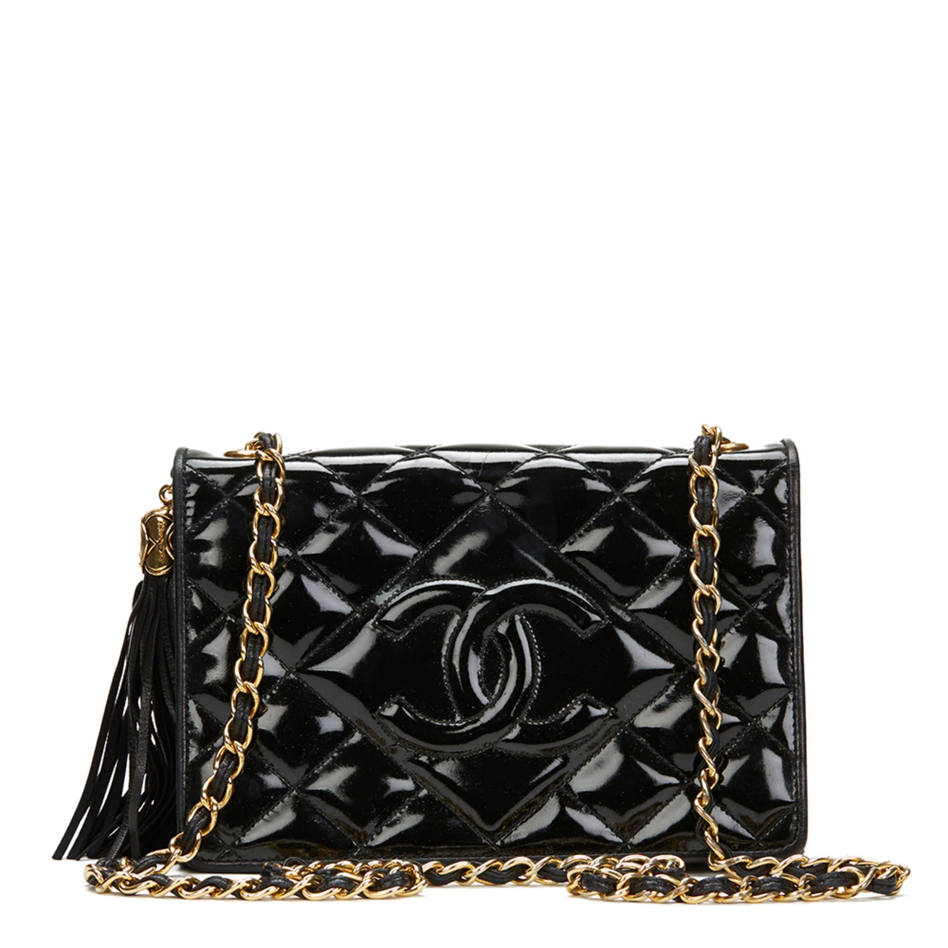 Black Quilted Patent Leather Vintage Timeless Single Flap Bag