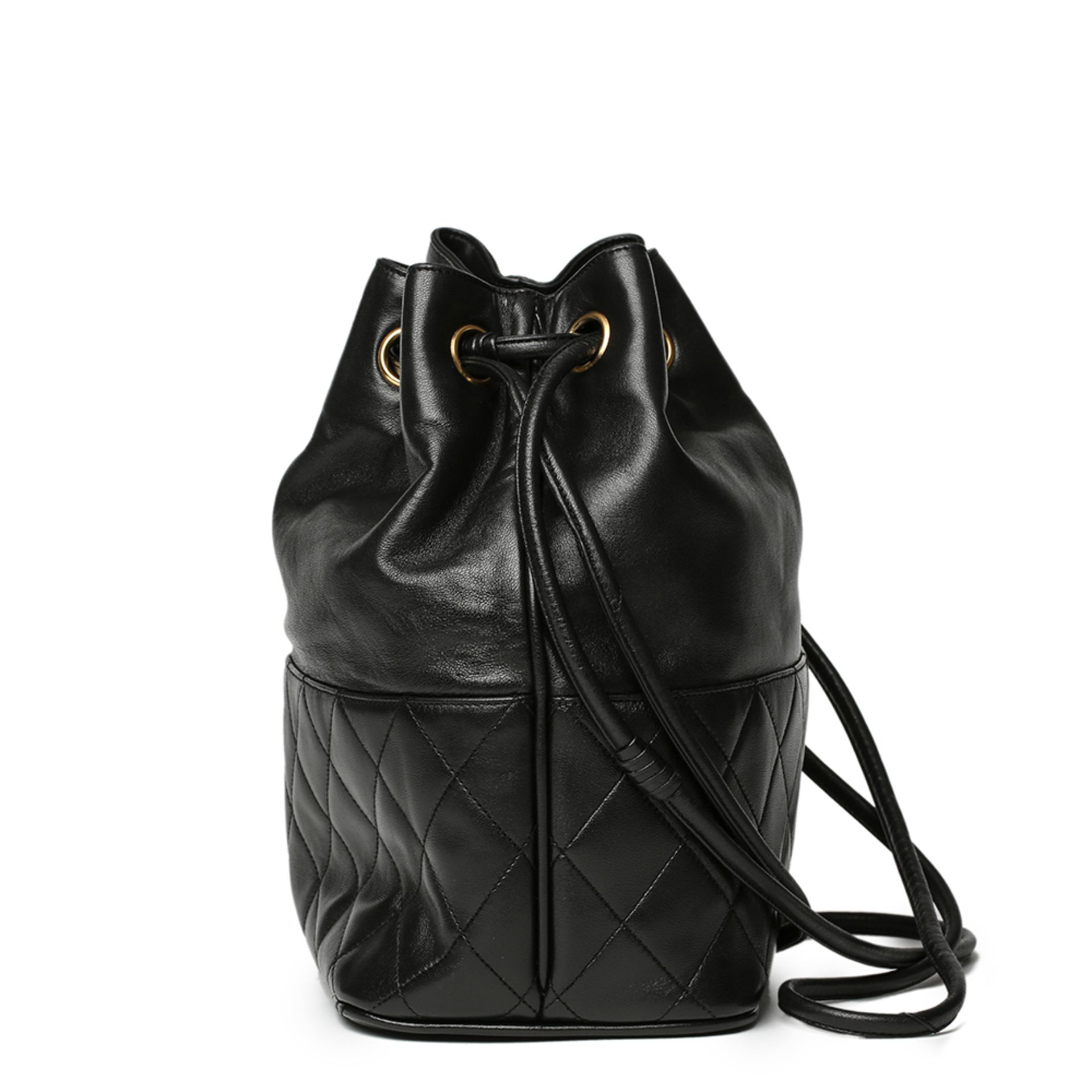 Black Quilted Lambskin Vintage Timeless Bucket Bag - Image 9 of 14