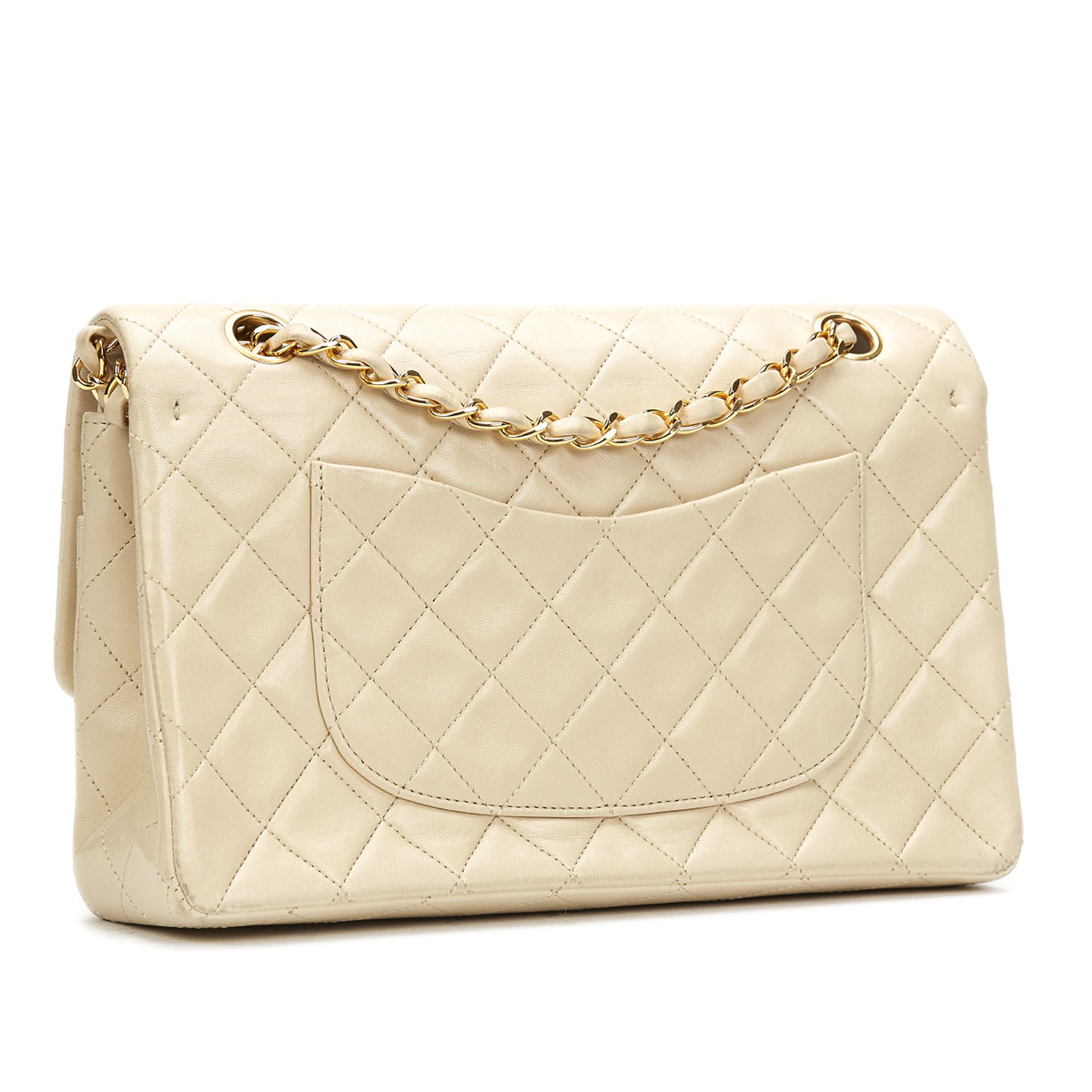 Ivory Quilted Lambskin Vintage Medium Classic Double Flap Bag - Image 9 of 12