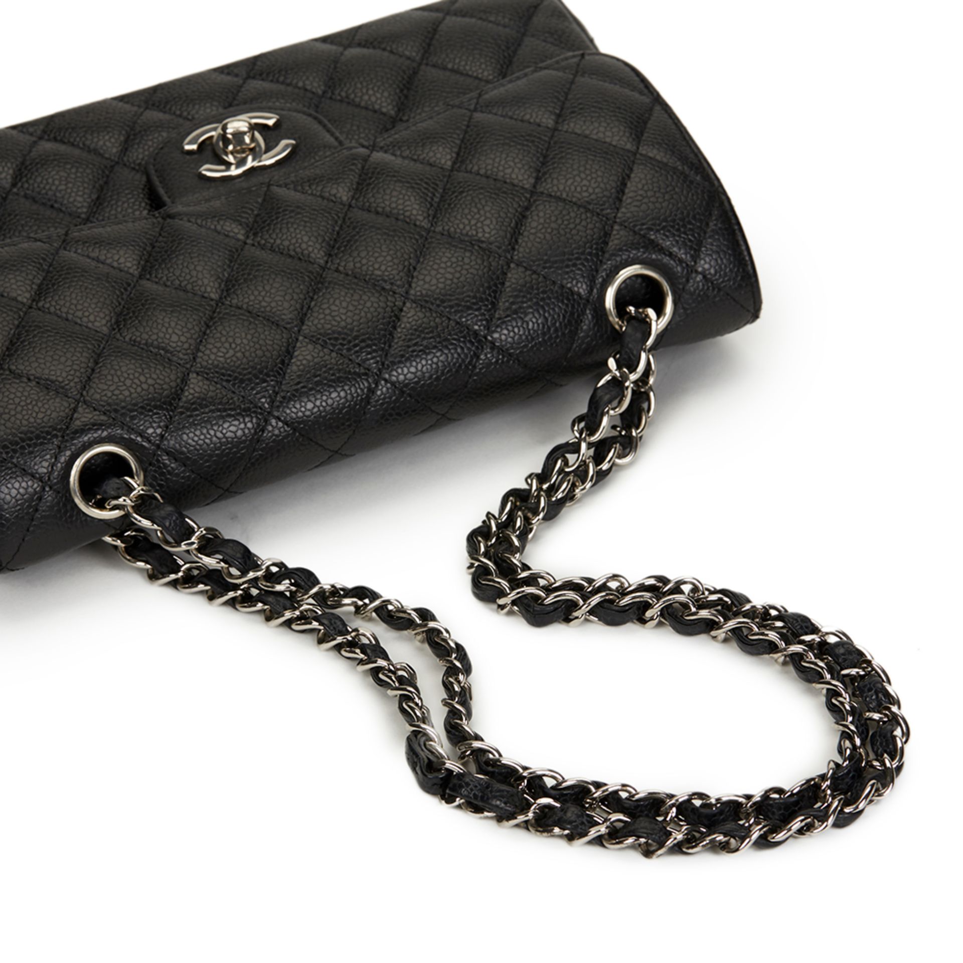 Chanel Black Quilted Caviar Leather Small Classic Double Flap - Image 14 of 17