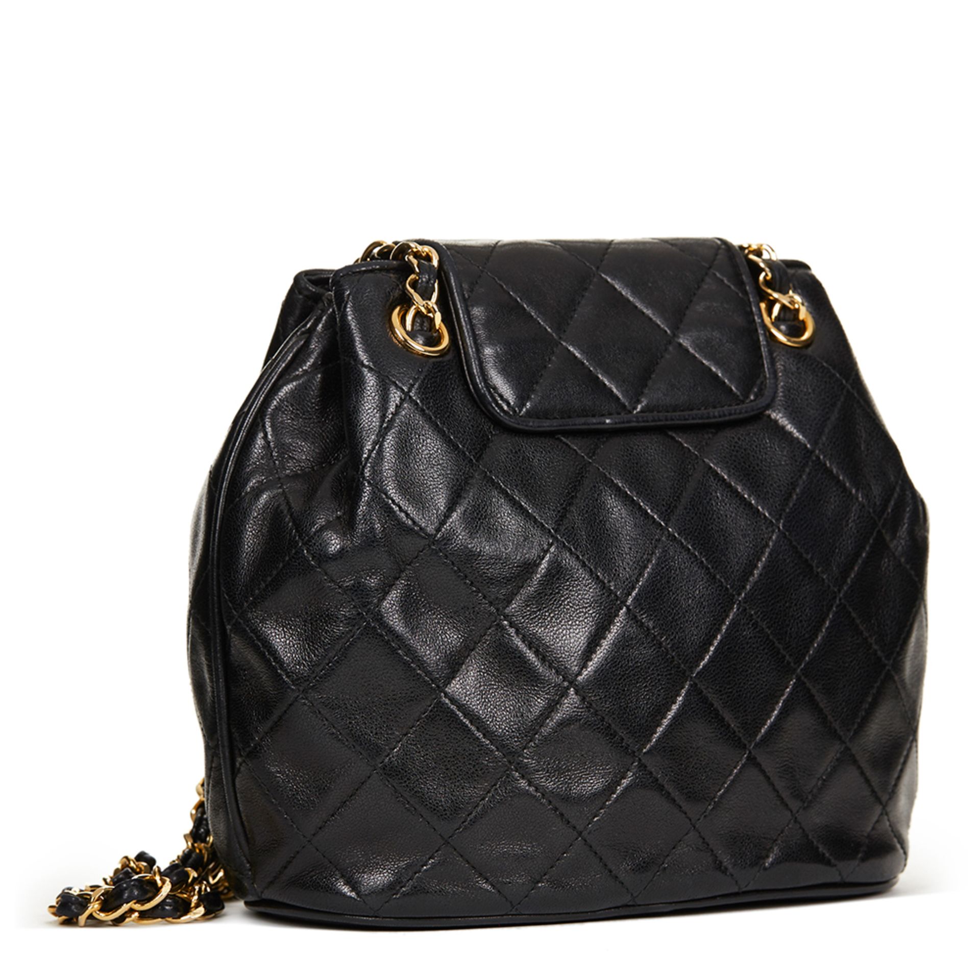 Black Quilted Lambskin Vintage Timeless Fringe Shoulder Bag - Image 2 of 10