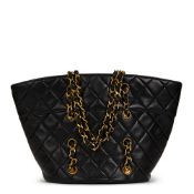 Black Quilted Lambskin Vintage Timeless Bucket Bag