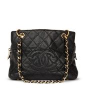 Black Quilted Caviar Leather Petite Timeless Tote PTT