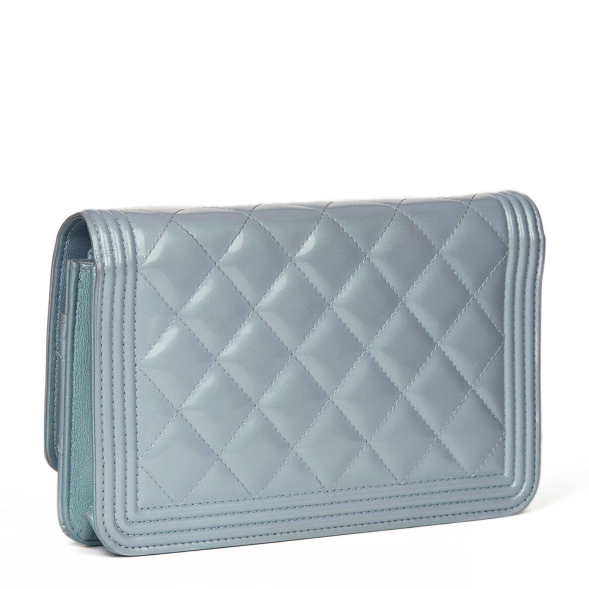 Blue Quilted Iridescent Calfskin Boy Wallet-on-Chain WOC - Image 6 of 9