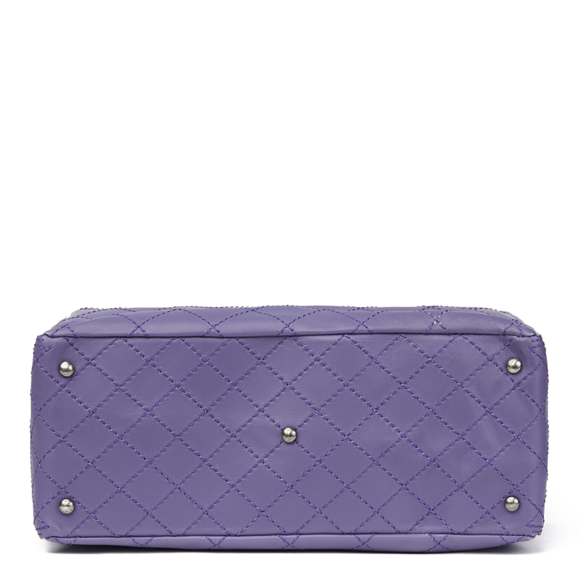 Purple Quilted Calfskin Leather Timeless Shoulder Tote - Image 7 of 13