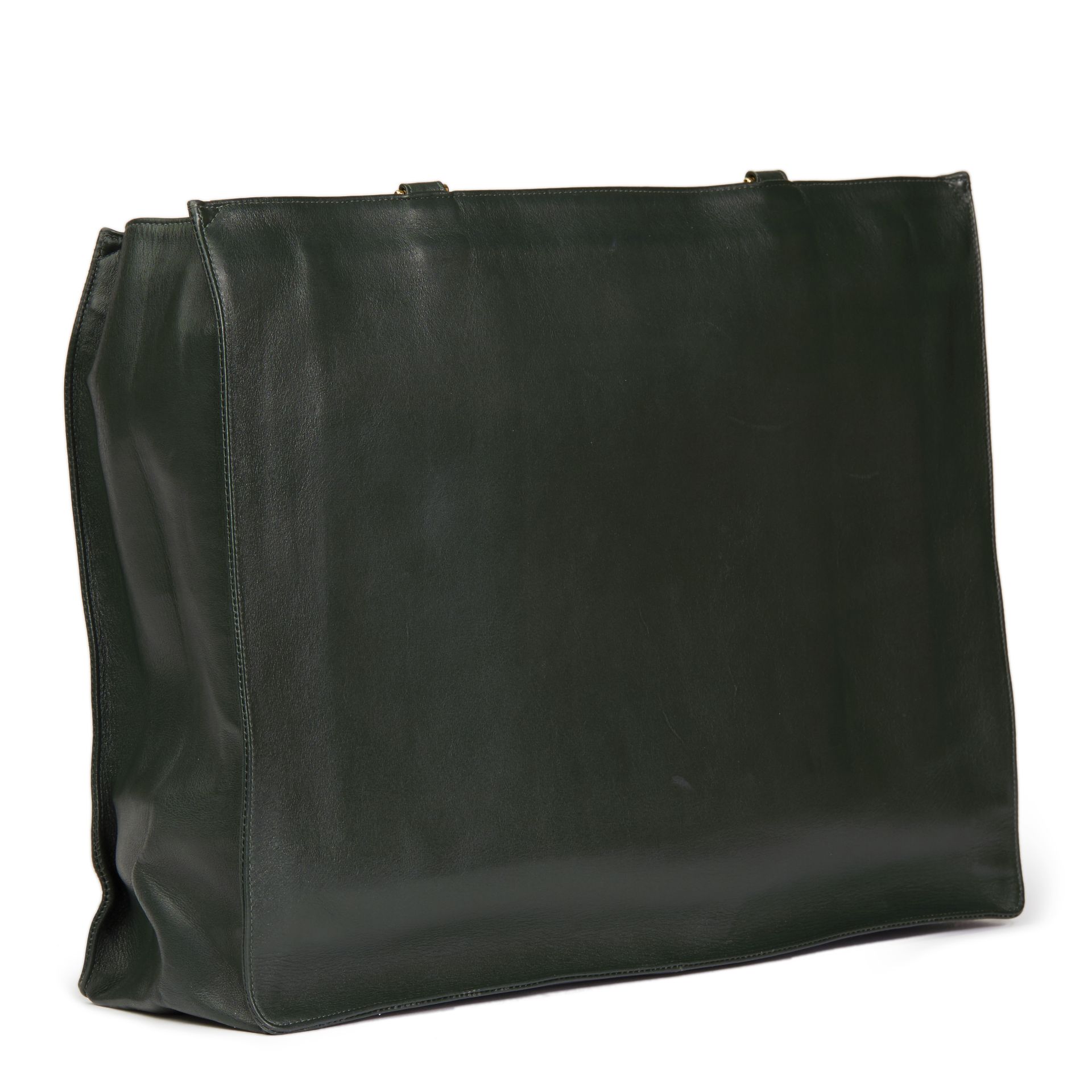 Dark Green Lambskin Vintage Jumbo XL Timeless Shopping Tote - Image 11 of 15