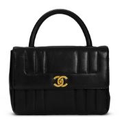 Black Vertical Quilted Lambskin Vintage Classic Kelly